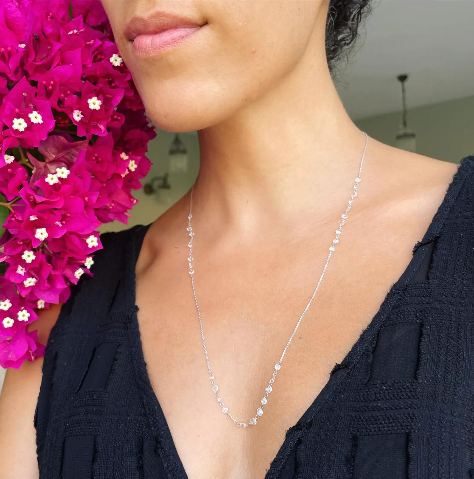 Lila Floating Rose Cut Necklace - Long Version