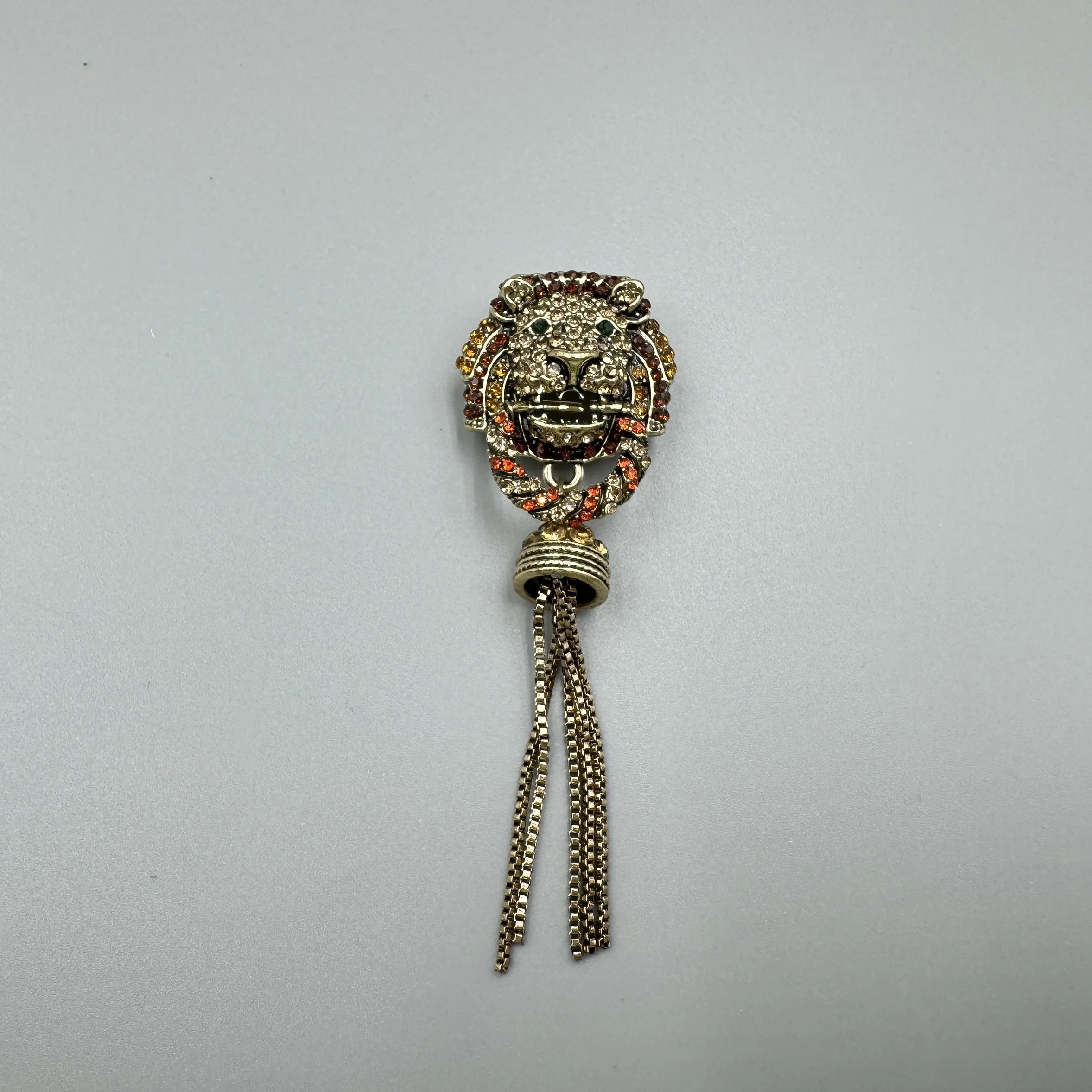Lion Head Rhinestone Brooch Pin PA5149