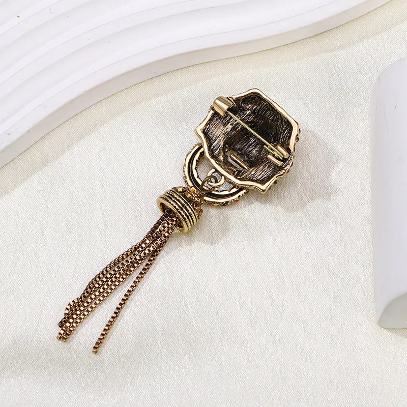 Lion Head Rhinestone Brooch Pin PA5149