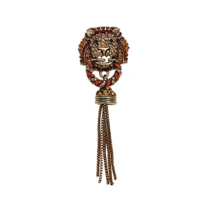 Lion Head Rhinestone Brooch Pin PA5149