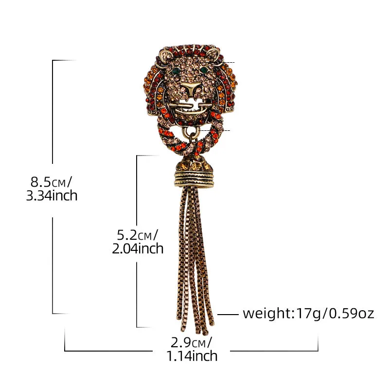 Lion Head Rhinestone Brooch Pin PA5149