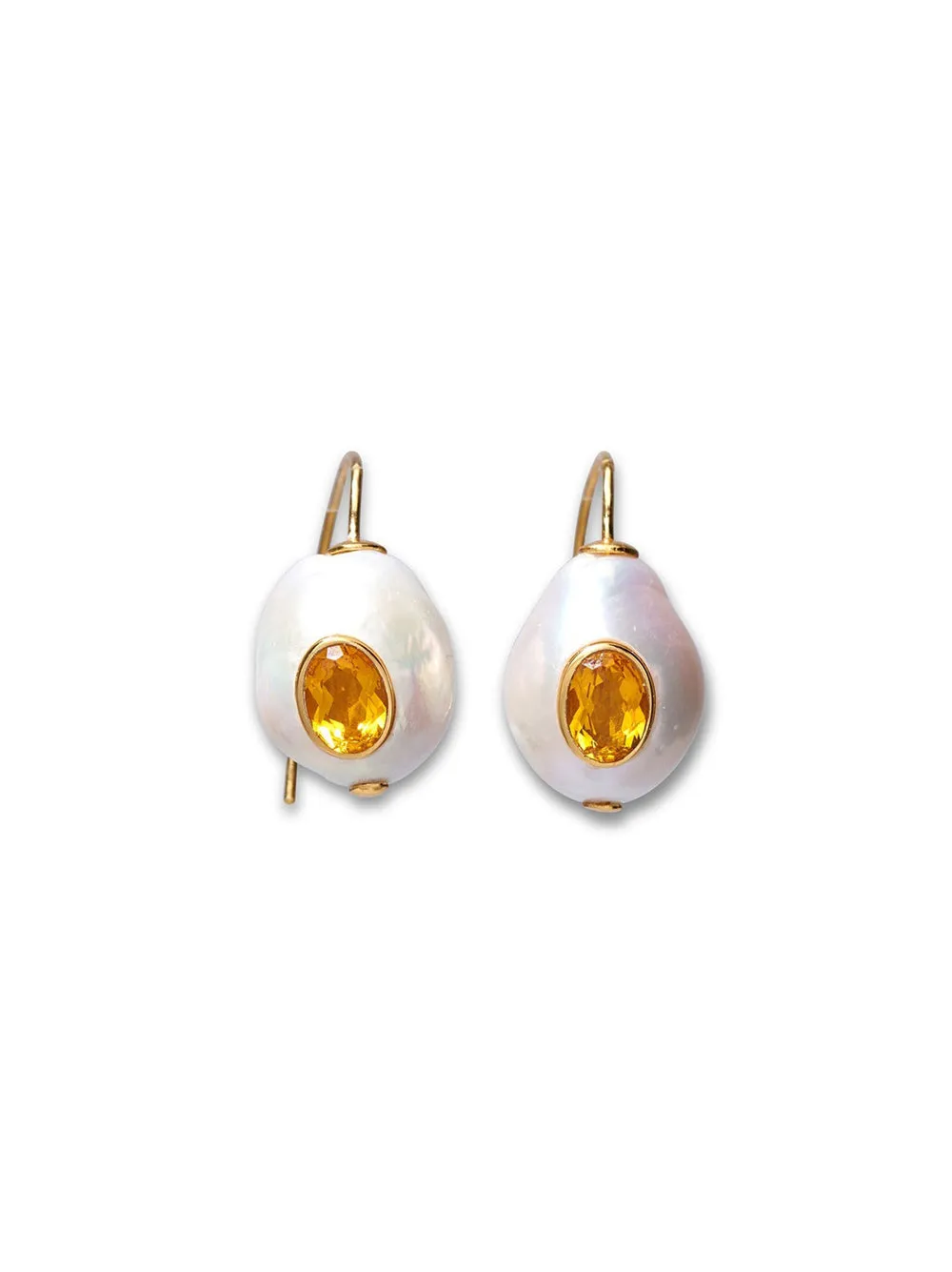 Lizzie Fortunato Pearl Pablo Earrings in Citrine