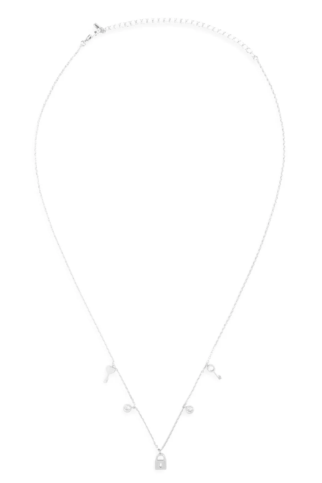 Lnb413 -  Key Lock Zirconia Dainty Chain Necklace