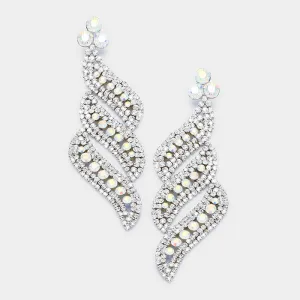 Long AB Crystal Statement Earrings on Silver | bolts|  364551