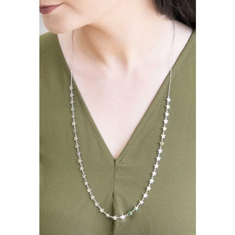 Long Minimalist  Stars Necklace 14k Gold over Stainless Steel, Rose Gold, or Silver