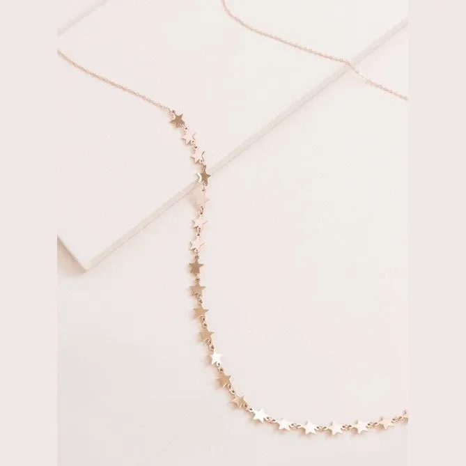 Long Minimalist  Stars Necklace 14k Gold over Stainless Steel, Rose Gold, or Silver