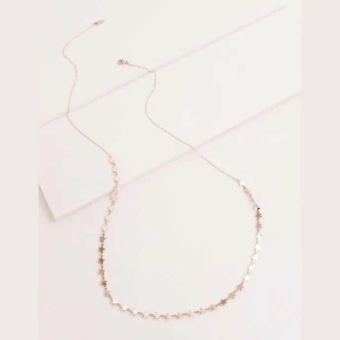 Long Minimalist  Stars Necklace 14k Gold over Stainless Steel, Rose Gold, or Silver