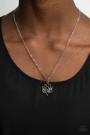 Lotus Retreat - Silver - Flower Paparazzi Short Necklace