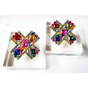 Luxe Cross Jeweled Earrings