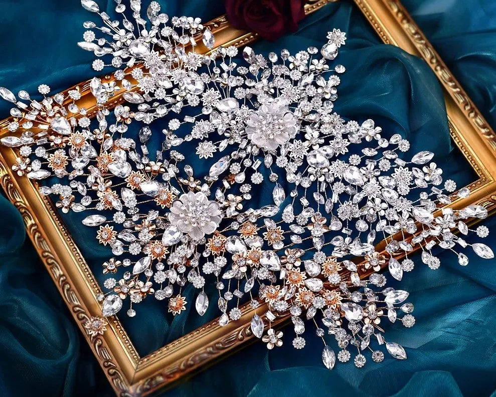 Luxury Bridal Hair Accessories l Rhinestone Wedding Forehead Headband  l Hair Comb l Hair Piece HP-26