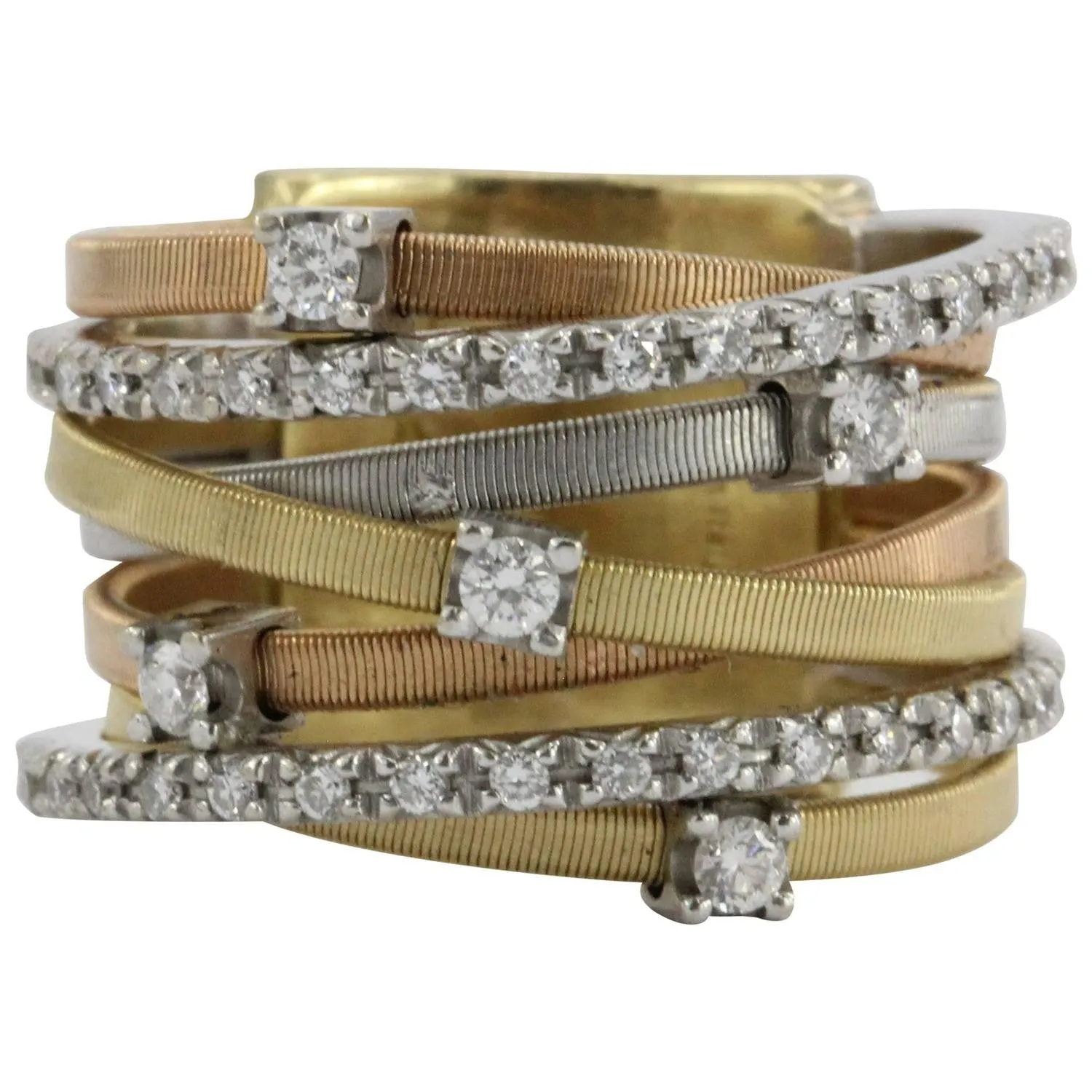 Marco Bicego Diamond Three Color Gold Seven Strand Ring
