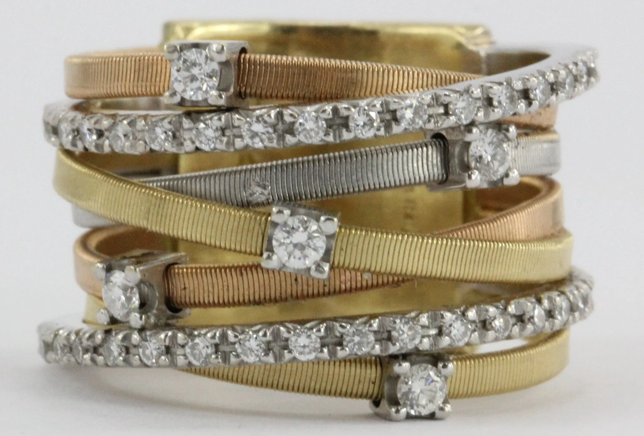 Marco Bicego Diamond Three Color Gold Seven Strand Ring
