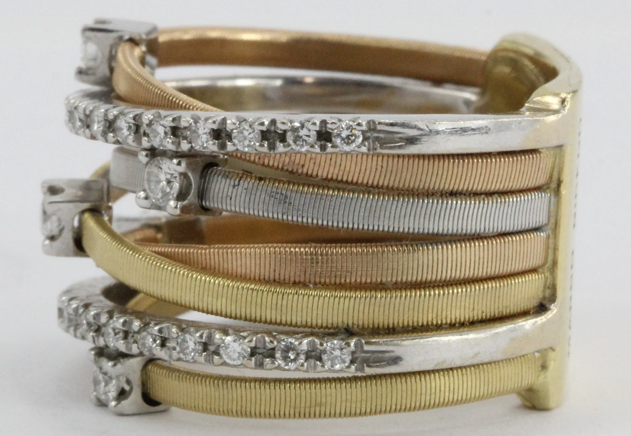 Marco Bicego Diamond Three Color Gold Seven Strand Ring