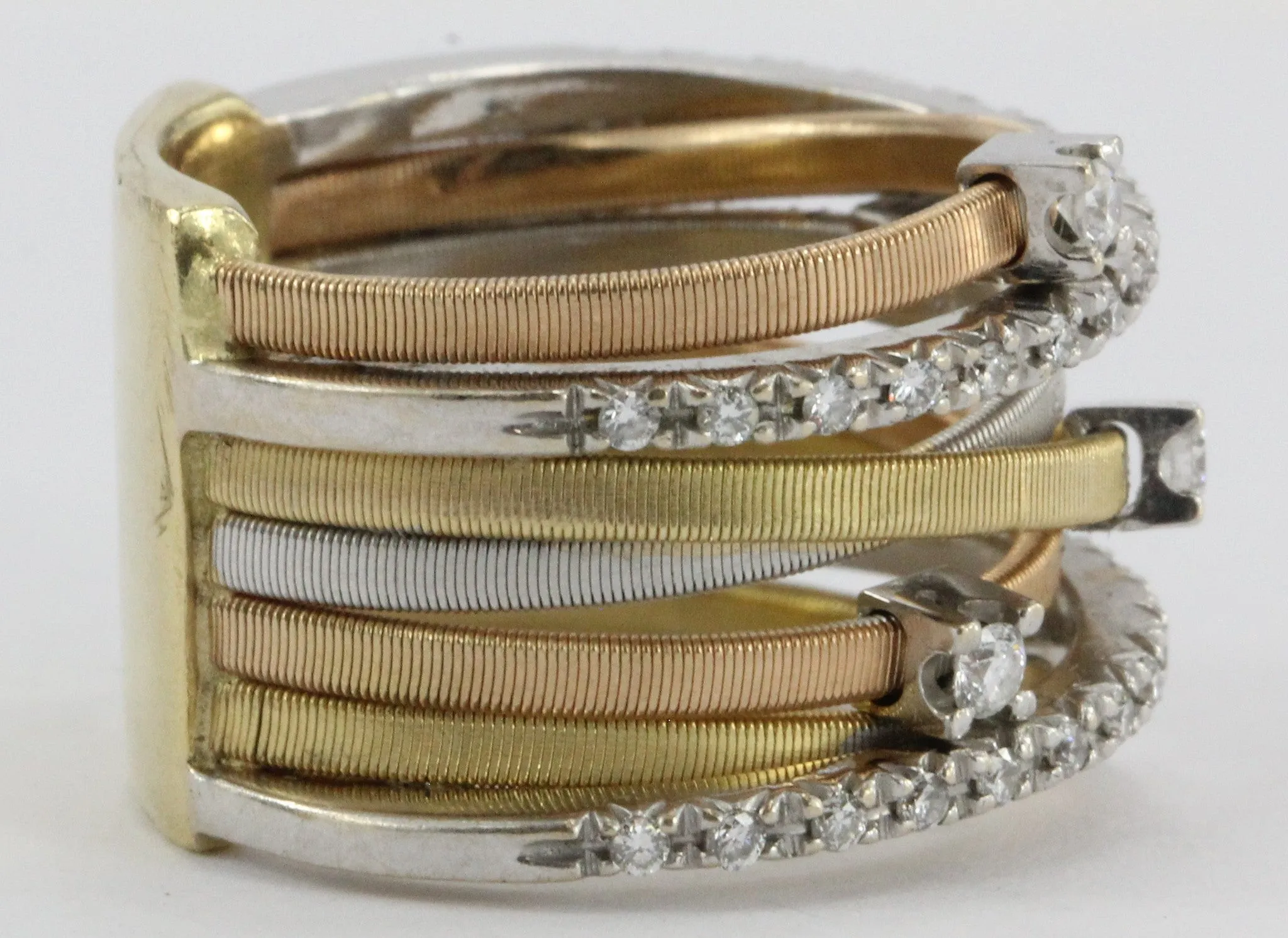 Marco Bicego Diamond Three Color Gold Seven Strand Ring