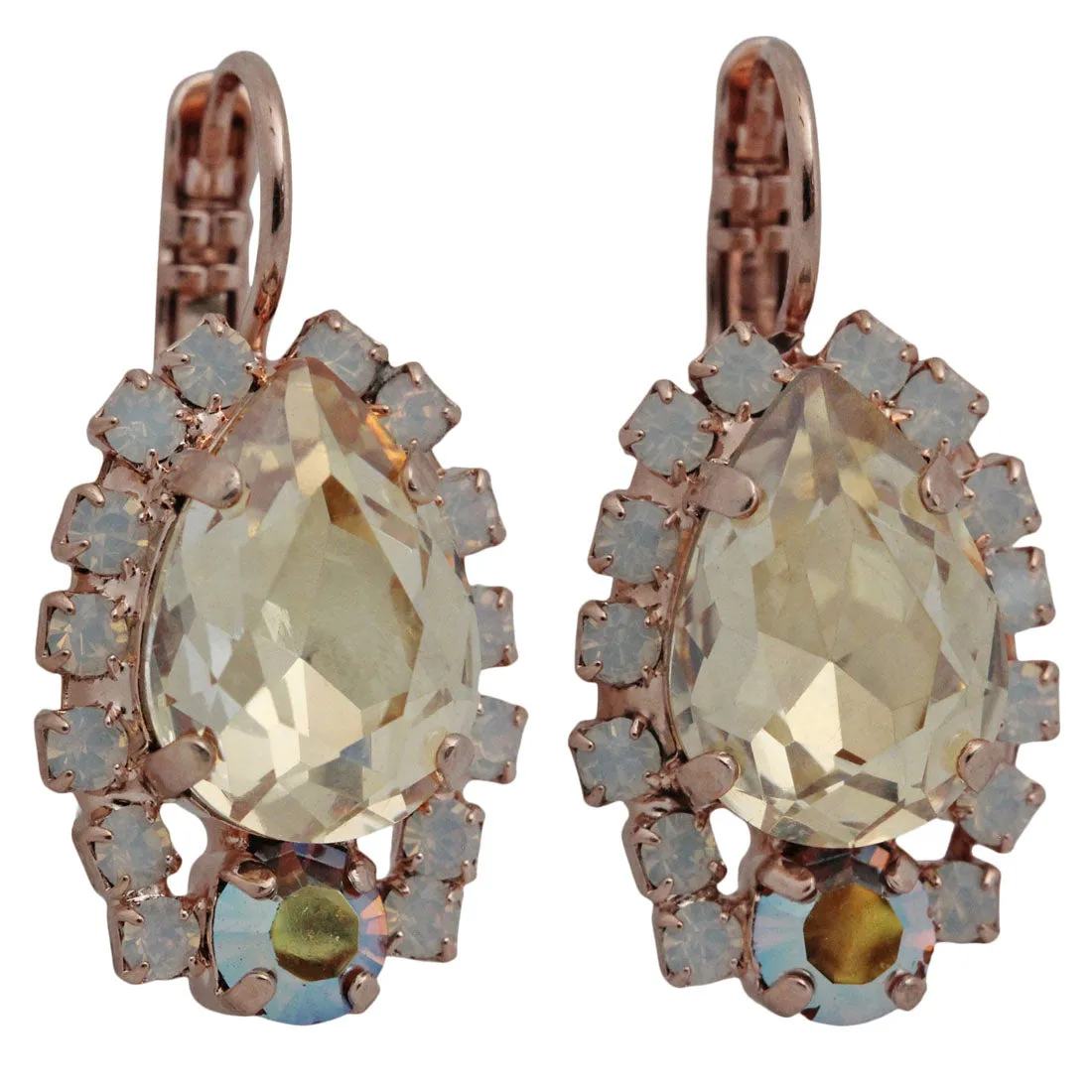 Mariana "Aurora" Rose Gold Plated Teardrop Pear Crystal Earrings, 1259/1 1093rg
