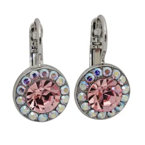 Mariana "Pretty in Pink" Rhodium Plated Must-Have Round Pavé Crystal Earrings, 1129 1207ro