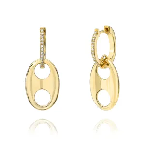 Mariner Charm Diamond Pavé Huggies