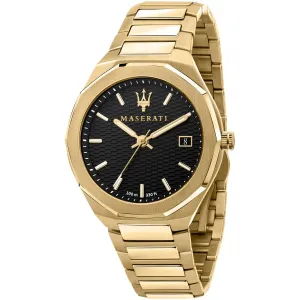 Maserati Stile Gold Stainless Steel Black Dial Quartz Watch for Gents - R8853142004