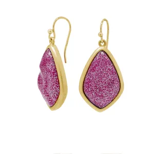 Matte Goldtone and Aubergine Celestial Stone Earring