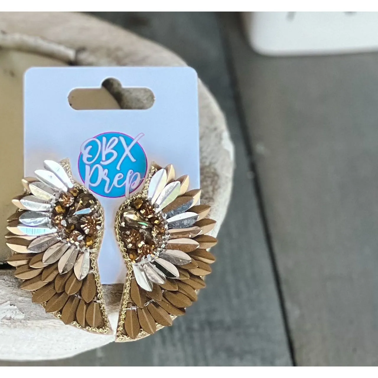 Metal Tone Wings Stud Earrings S