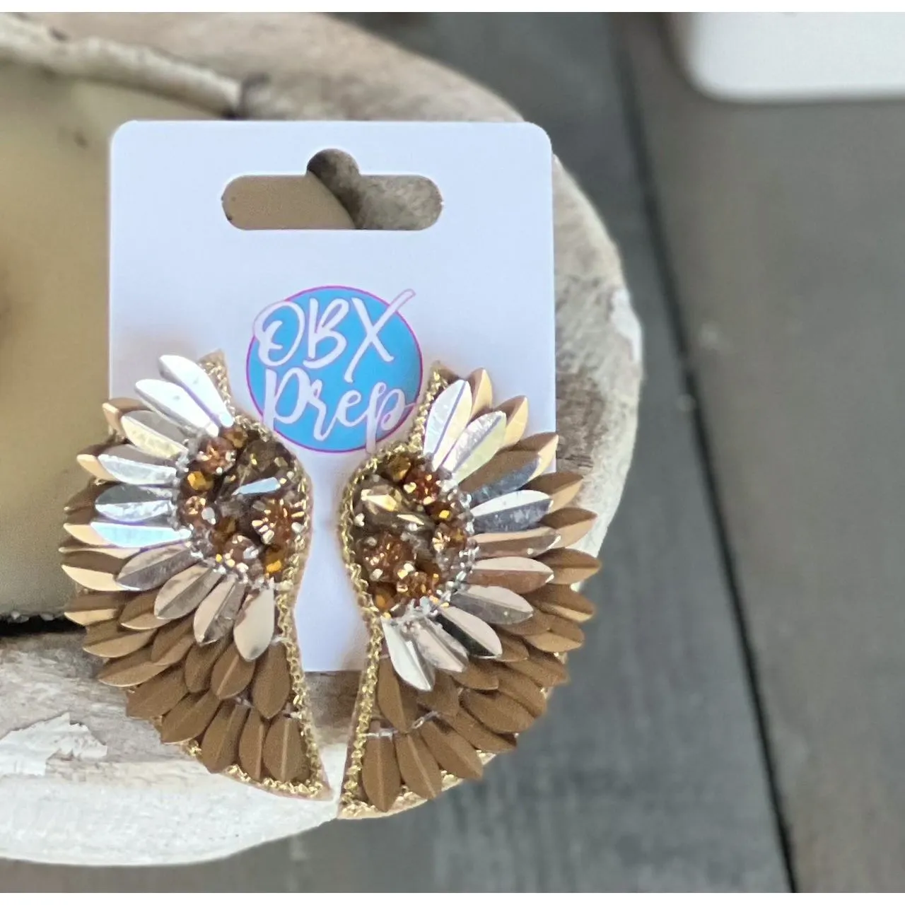 Metal Tone Wings Stud Earrings S