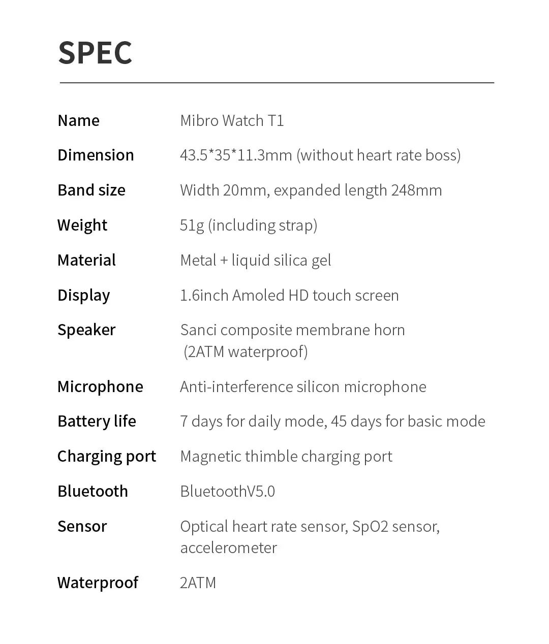 MIBRO Watch T1 1.60" AMOLED Smart Watch