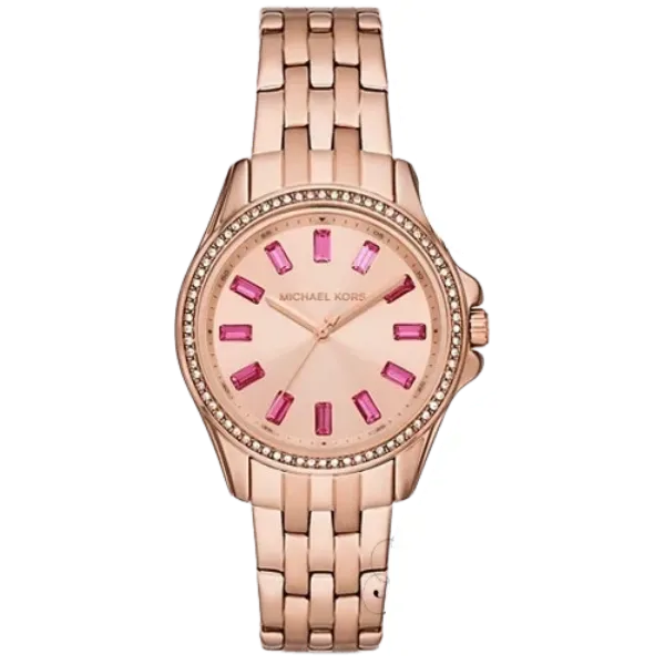 Michael Kors Pilot Pave Rose Gold Stainless Steel Rose Gold Dial Quartz Watch for Ladies - MK-7367