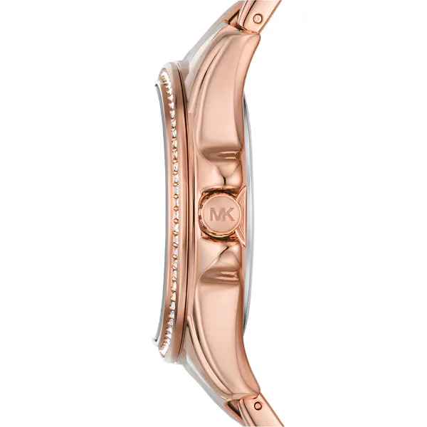 Michael Kors Pilot Pave Rose Gold Stainless Steel Rose Gold Dial Quartz Watch for Ladies - MK-7367