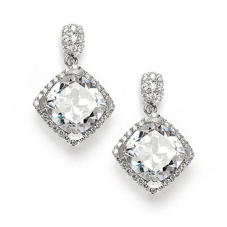 Micro Pave Cushion Cut Earrings
