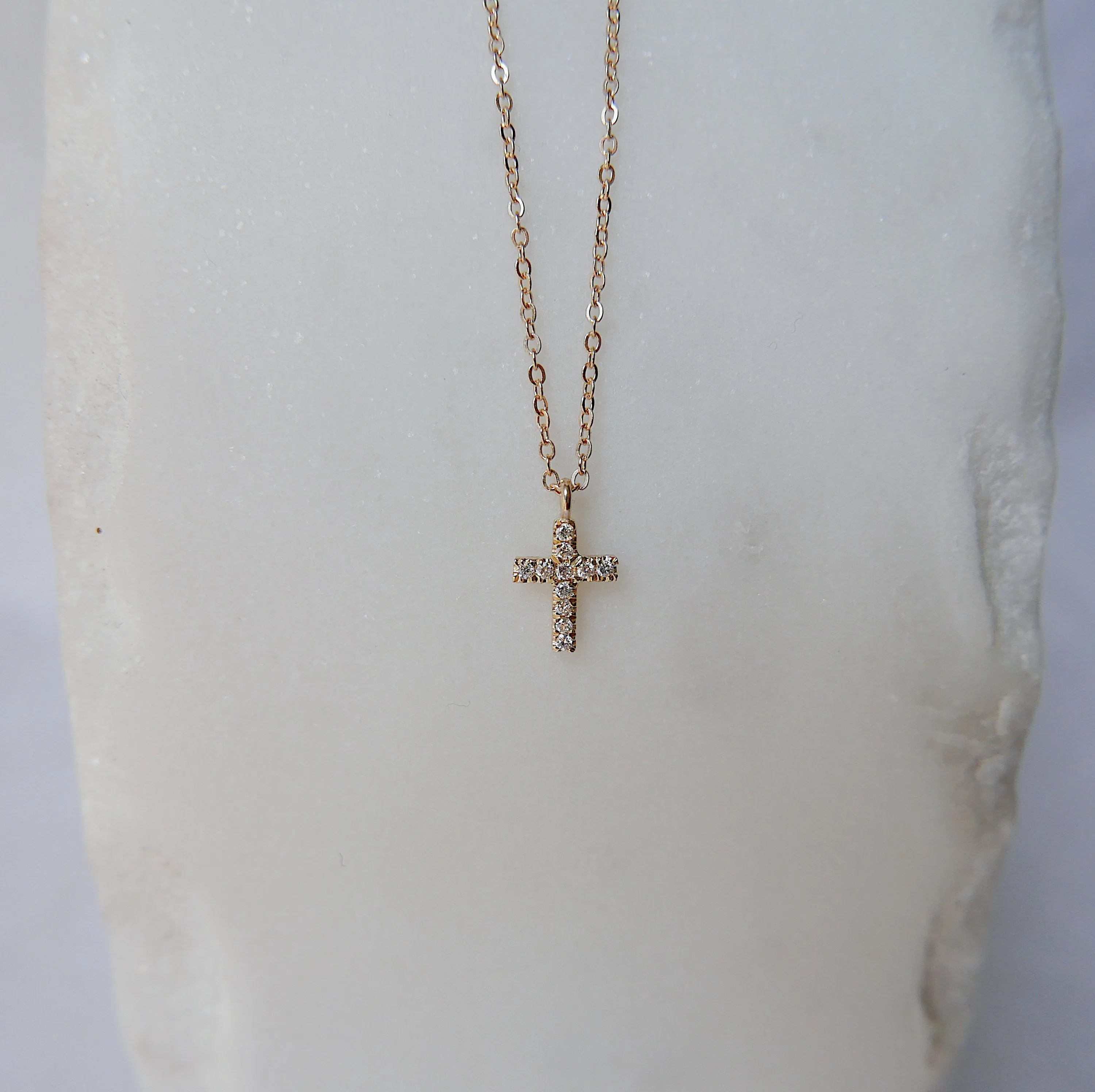Mini Diamond Cross Necklace