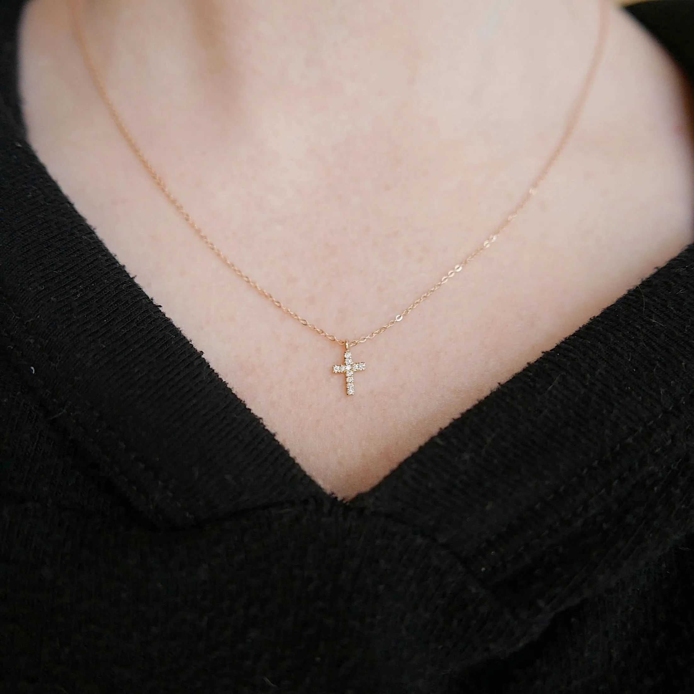 Mini Diamond Cross Necklace