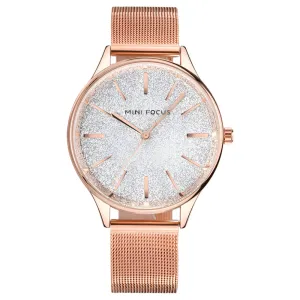 Mini Focus Rose Gold Mesh Bracelet Grey Dial Quartz Watch for Ladies - MF0044L-02