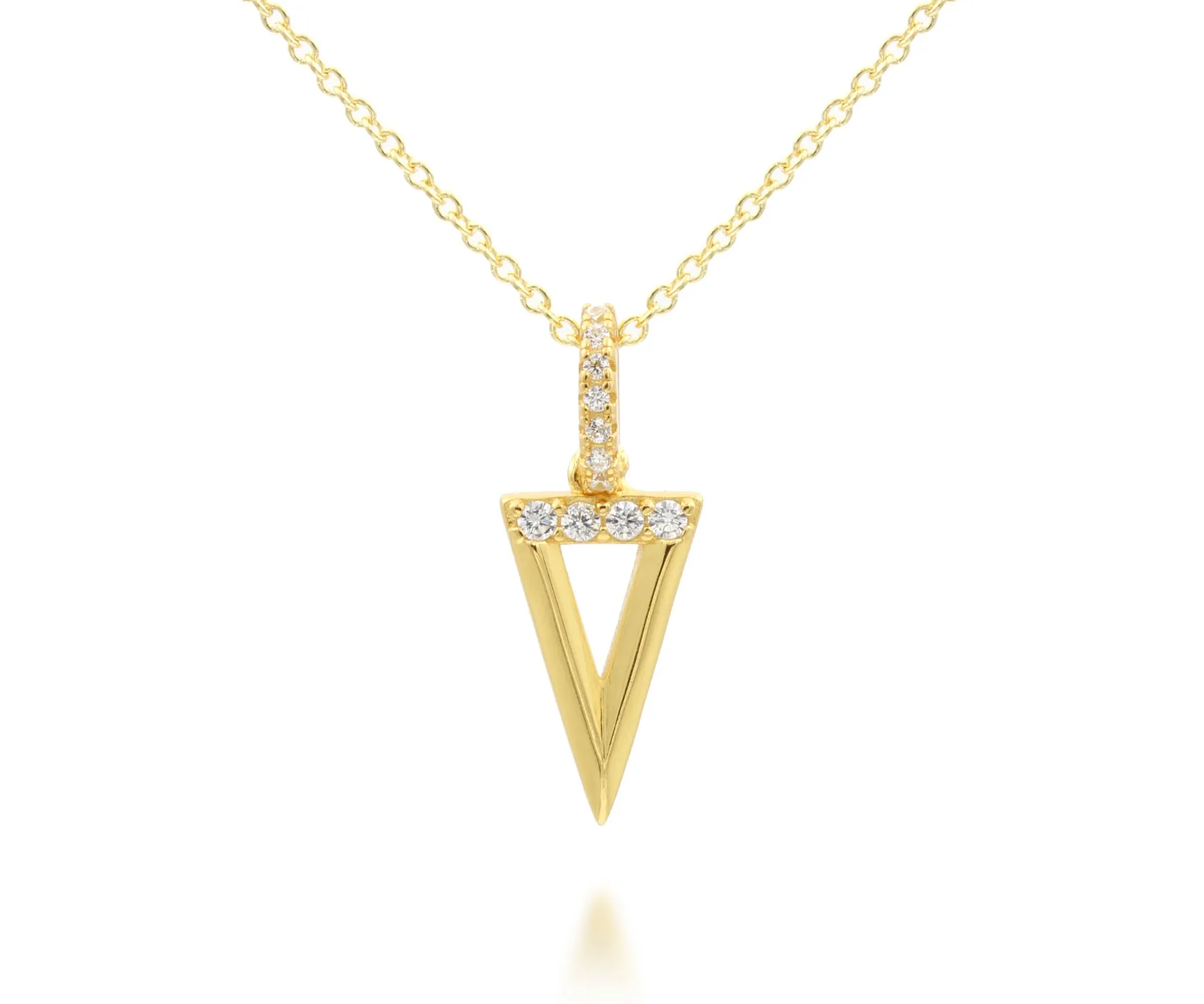 Mini Triangle Pavé Crystal Gold Necklace