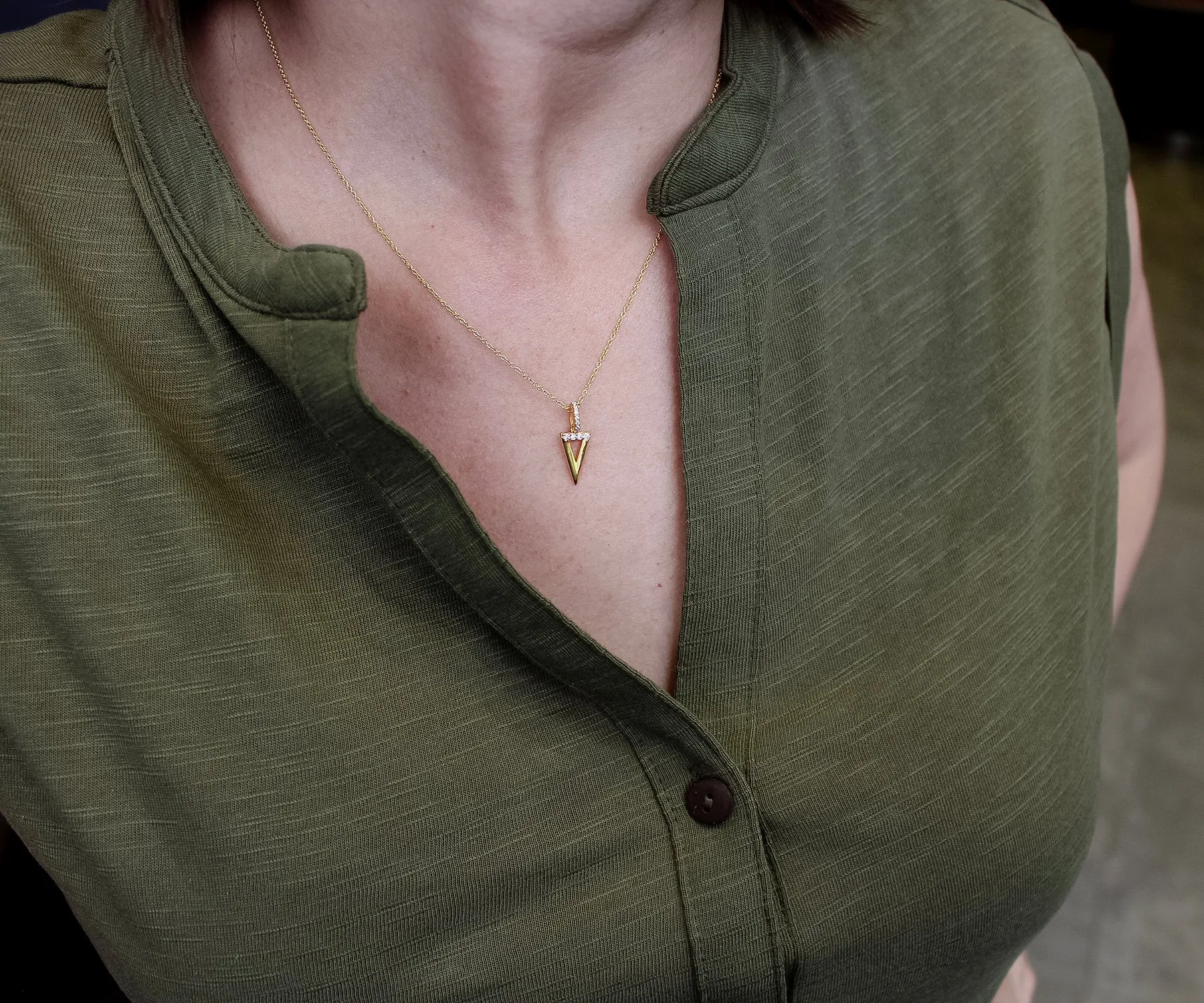 Mini Triangle Pavé Crystal Gold Necklace