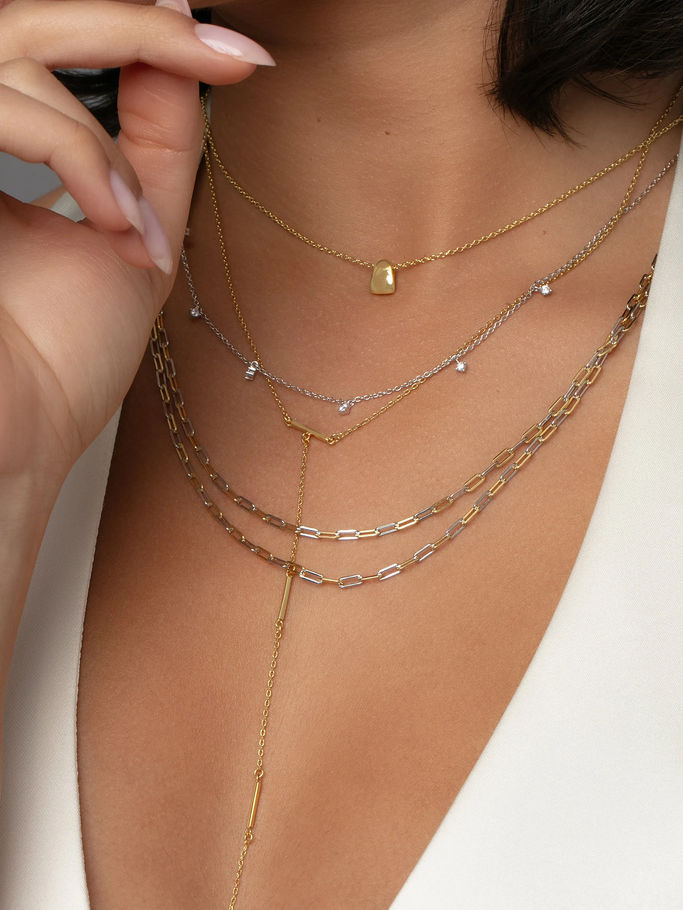 Mixed Dainty Paperclip Chain Necklace