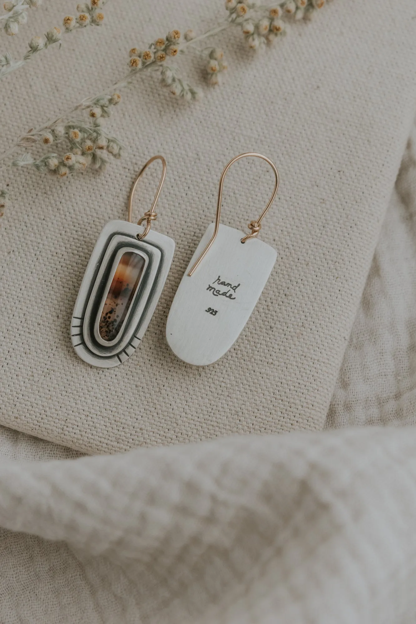 Montana Agate Statement Earrings with Gold-Filled Earwires