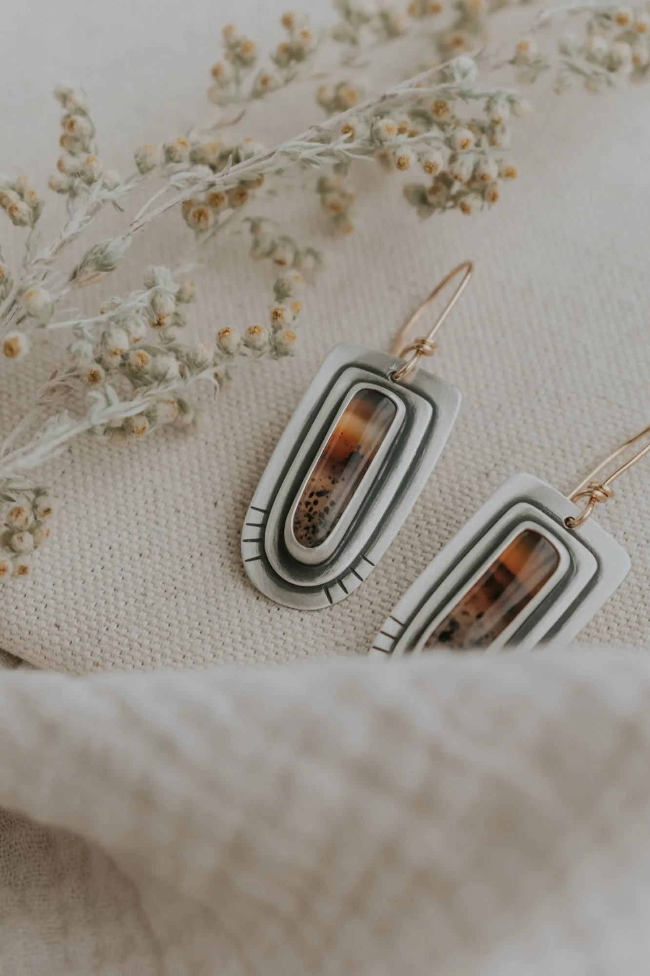 Montana Agate Statement Earrings with Gold-Filled Earwires
