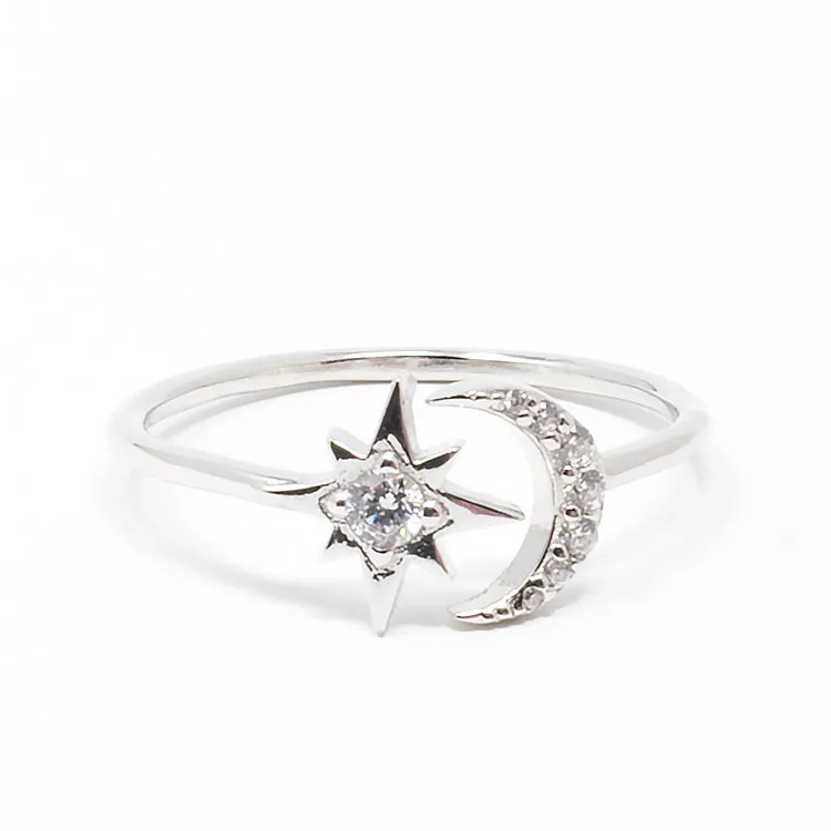 Moon and Star Ring - Gold or Silver