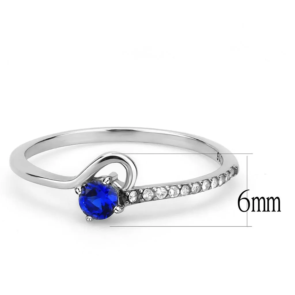 MT411 - High polished (no plating) Stainless Steel Ring with AAA Grade CZ in London Blue