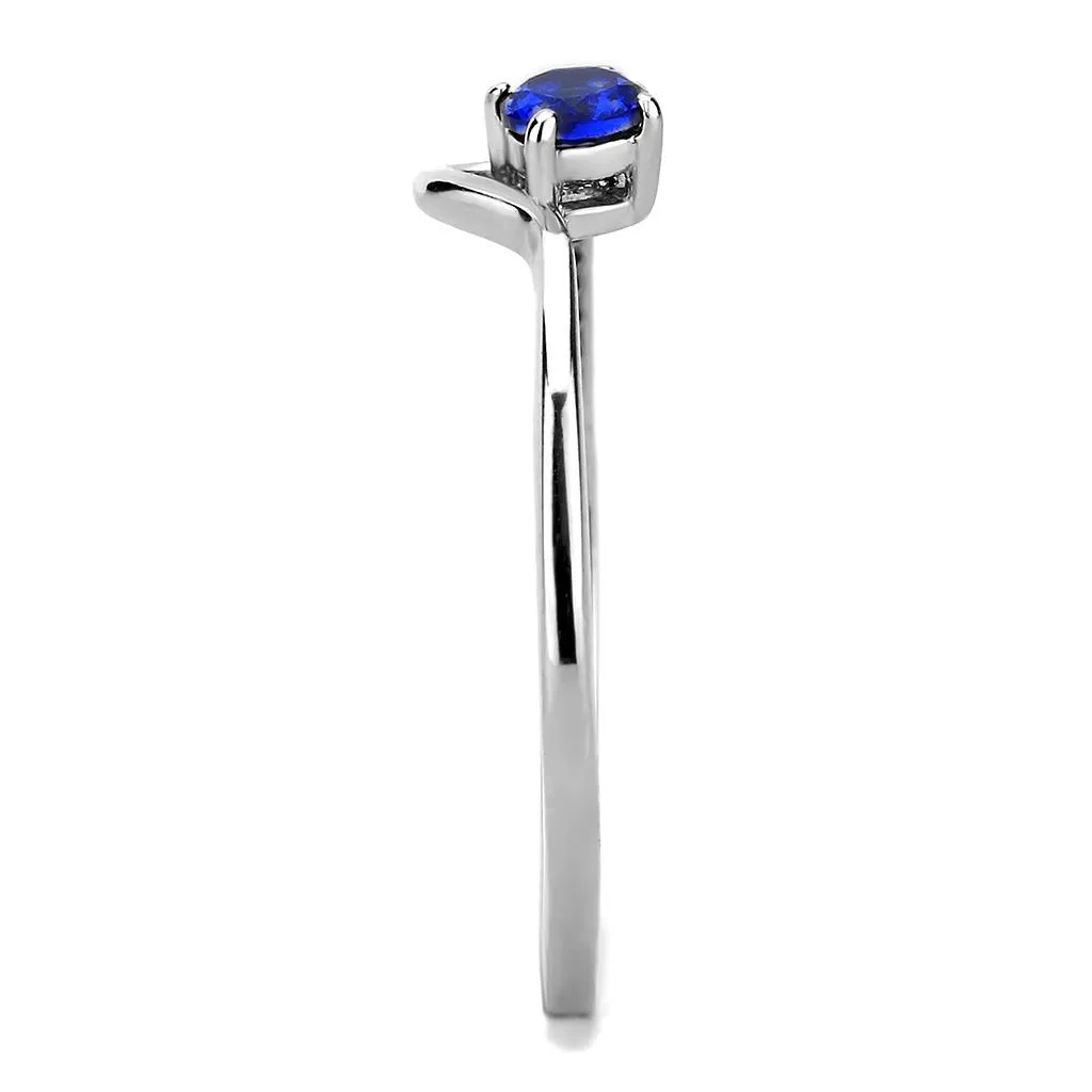 MT411 - High polished (no plating) Stainless Steel Ring with AAA Grade CZ in London Blue