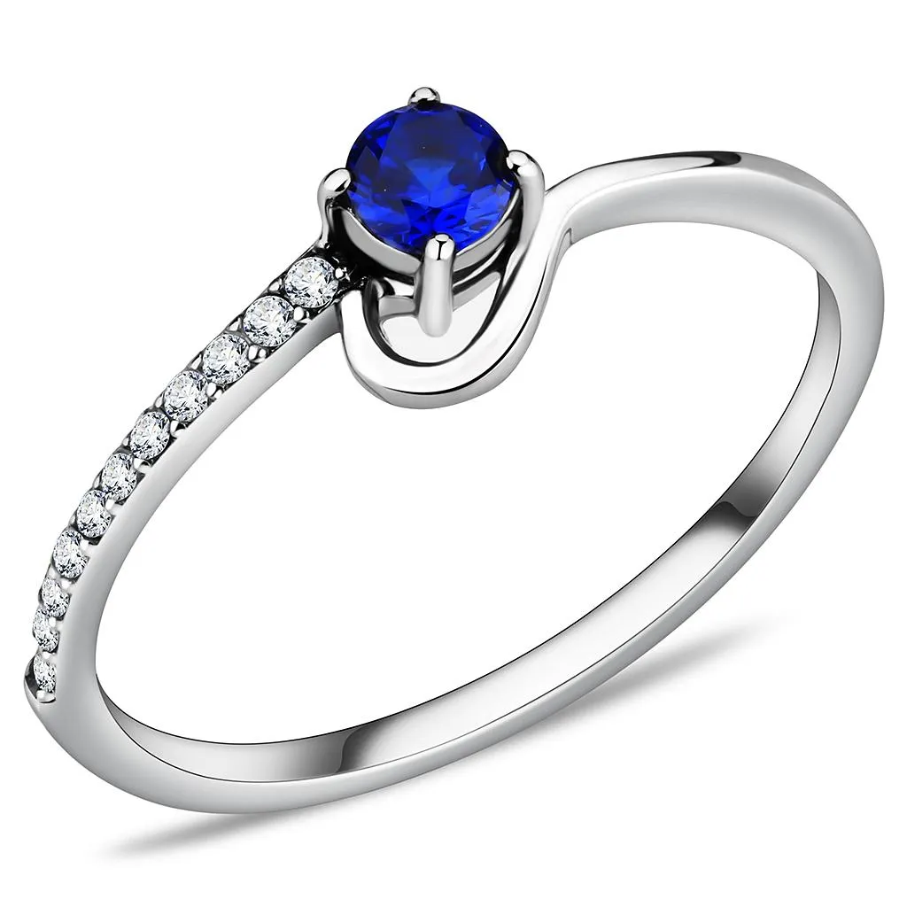 MT411 - High polished (no plating) Stainless Steel Ring with AAA Grade CZ in London Blue