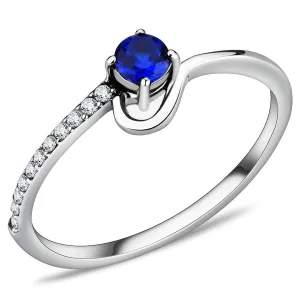 MT411 - High polished (no plating) Stainless Steel Ring with AAA Grade CZ in London Blue