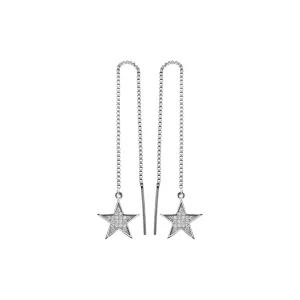 Natalie pull through earrings with CZ-encrusted star