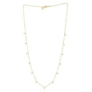 Natural Diamond Dainty Chain 18k yellow Gold Necklace Birthday Gift On Sale