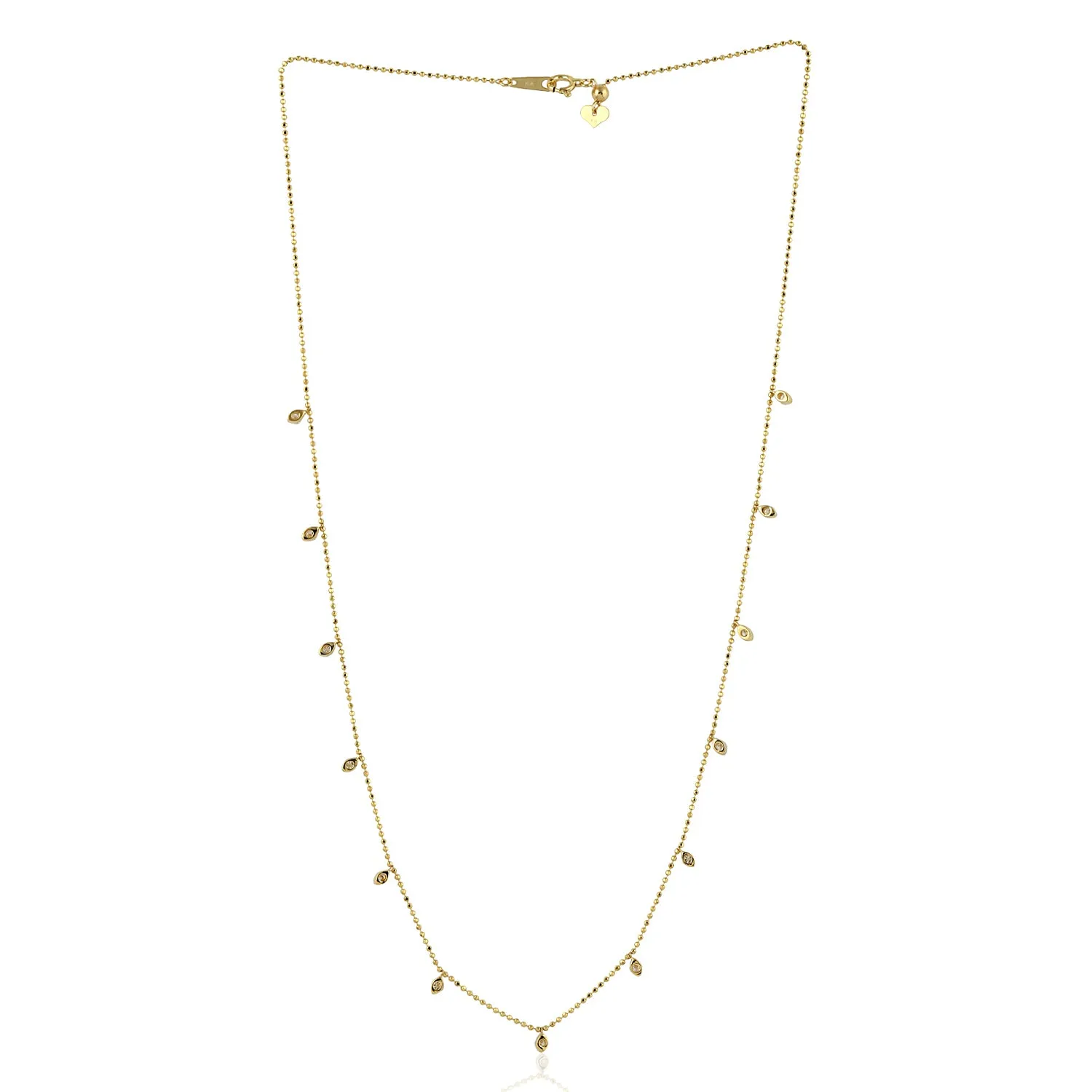 Natural Diamond Dainty Chain 18k yellow Gold Necklace Birthday Gift On Sale