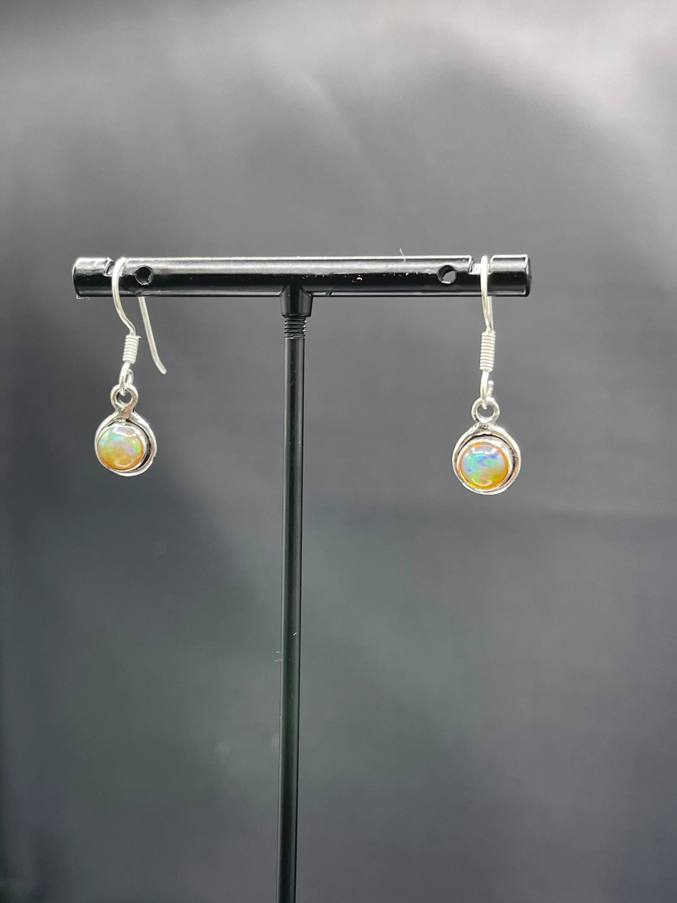 Natural Ethiopian Opal Sterling Silver Dangle Earrings