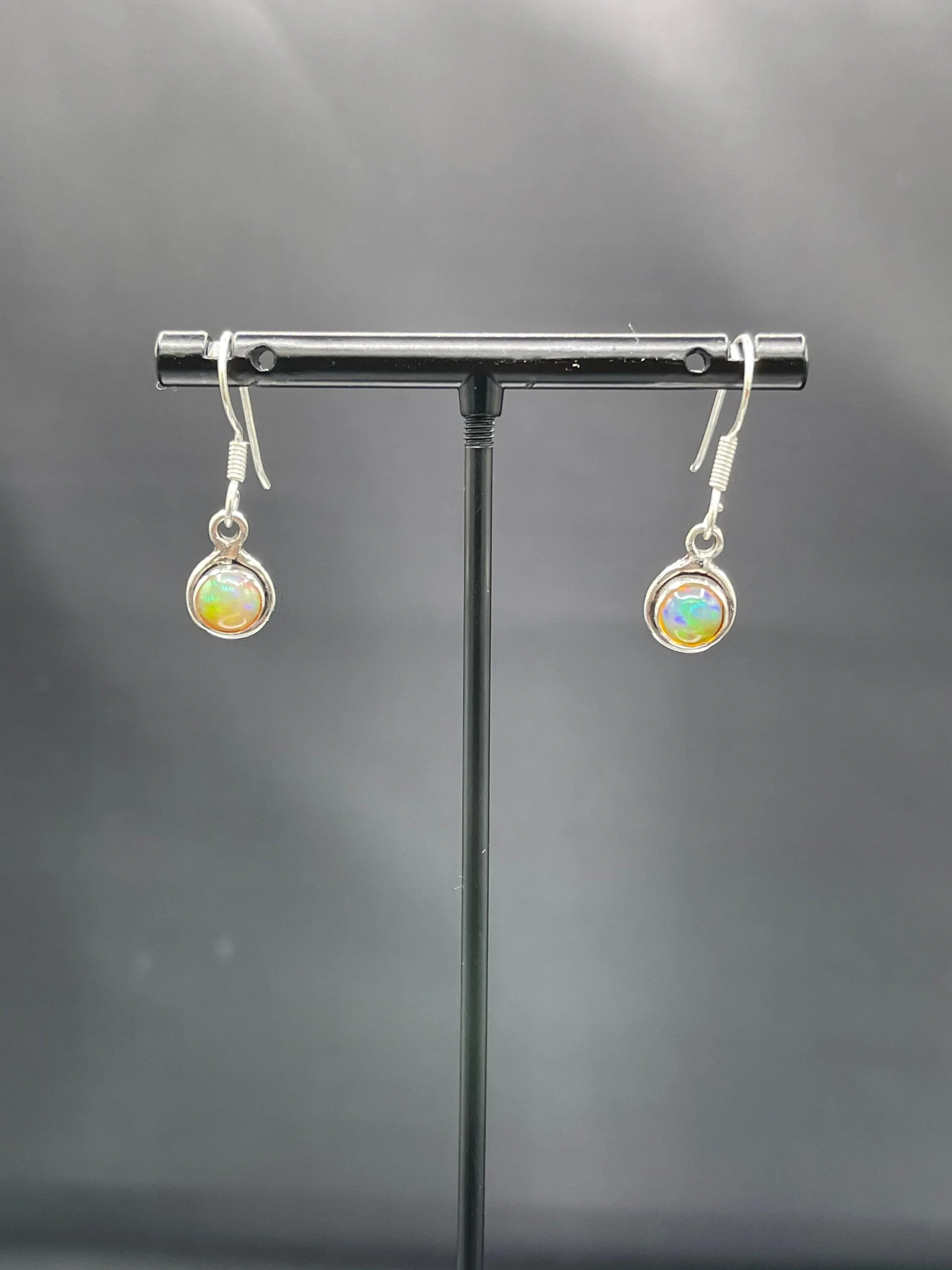 Natural Ethiopian Opal Sterling Silver Dangle Earrings