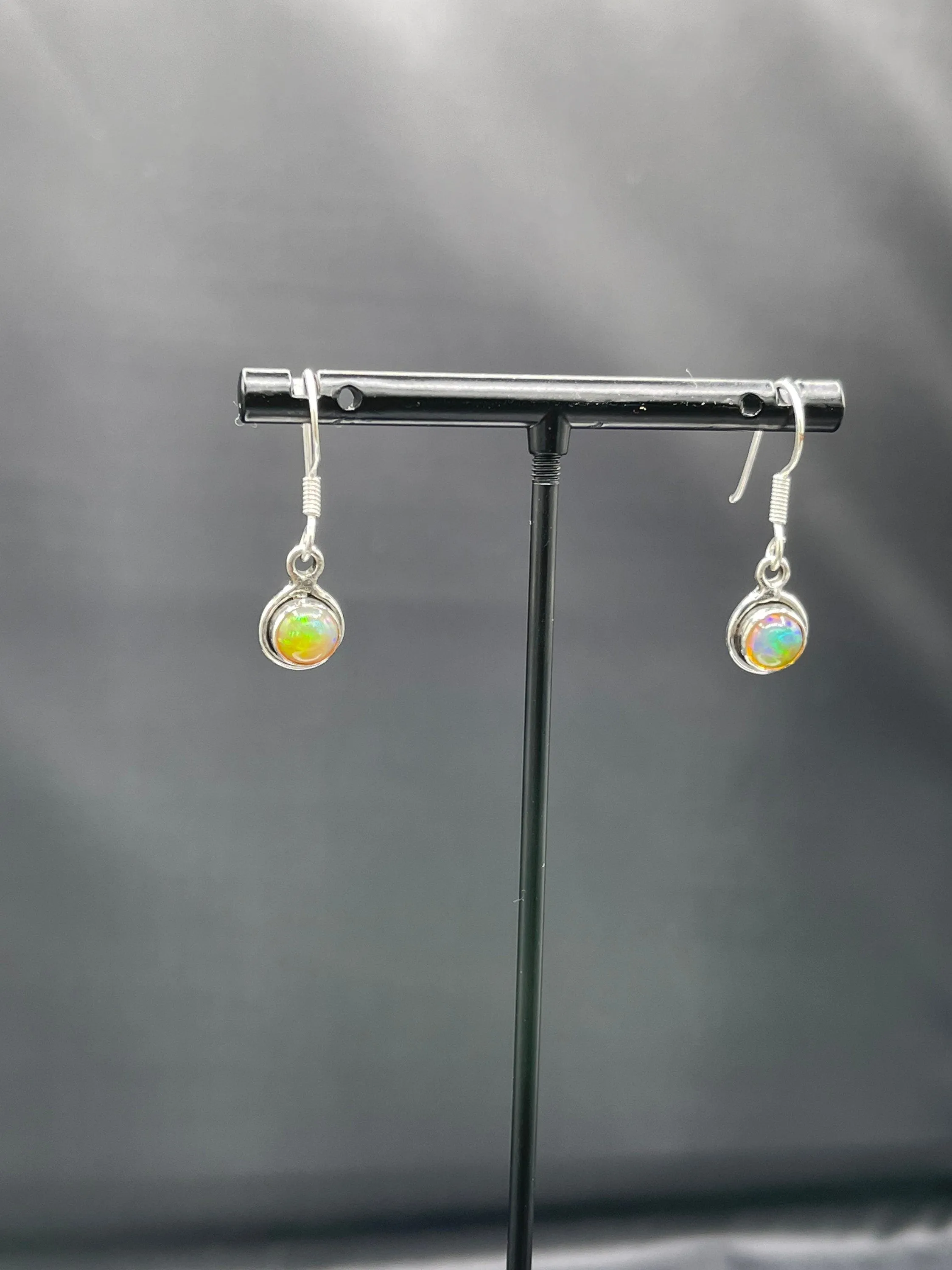 Natural Ethiopian Opal Sterling Silver Dangle Earrings