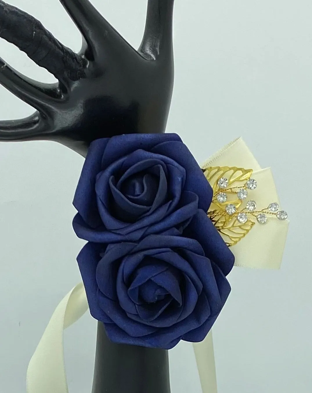 Navy Blue Bridal Party Bouquet Package Real Touch Roses Bouquet