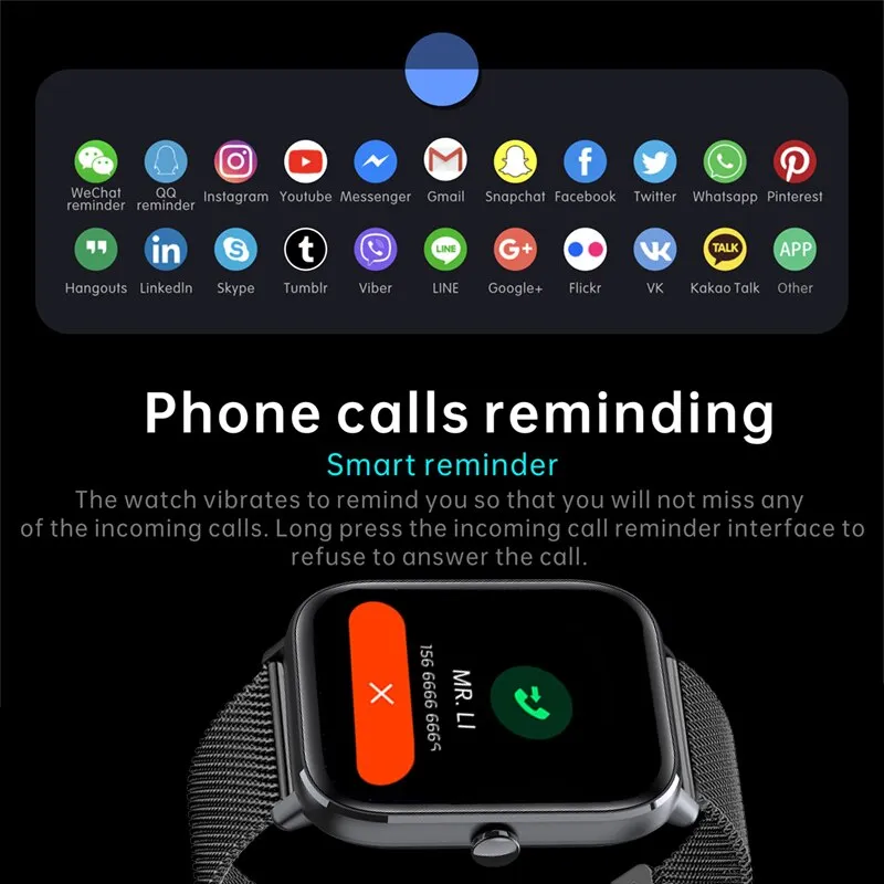 New 1.69 Inch Smart Watch Pk P8 Men Heart Rate Monitor Body Temperature Waterproof Women Smartwatch Fitness Tracker For iPhone